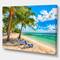 Designart - Blue chairs at the tropical white sand beach - Landscapes Sea & Shore Photographic on wrapped Canvas